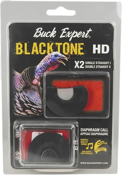 Buck Expert Blacktone HD Single Straight Turkey Call – Diaphragm Mouth Call for Wild Turkey Hunting – Handcrafted, Realistic Hen Sounds, Easy to Use - 1