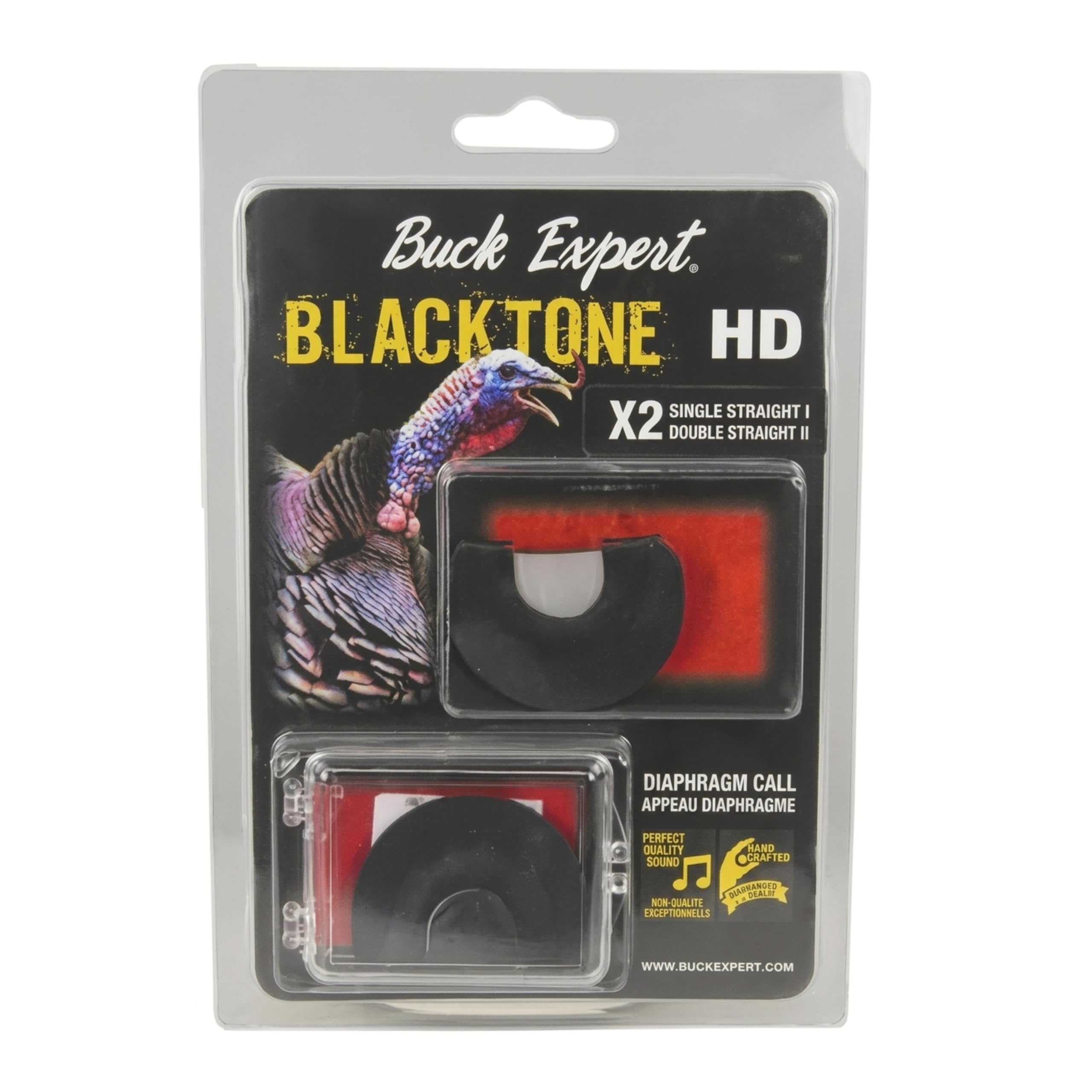 Buck Expert Blacktone HD Single Straight Turkey Call – Diaphragm Mouth Call for Wild Turkey Hunting – Handcrafted, Realistic Hen Sounds, Easy to Use