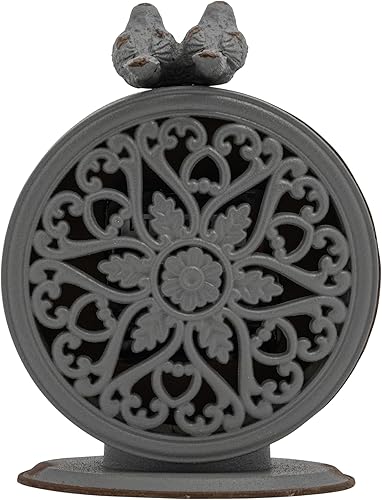 Vista 13 de Reloj Creative de mesa, gris peltre, con pájaro Gris envejecido,Marrón envejecido,Crema envejecida