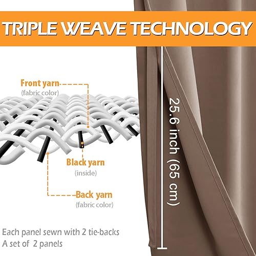 Miniatura 4 de Hiasan Cortinas opacas cortas para dormitorio, cortinas de ventana con aislamiento térmico y bloqueo de luz para sala de estar, 2 paneles de cortina