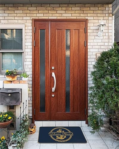 Miniatura 2 de Tapete rústico de bienvenida a bordo con temática náutica, 17 x 30 pulgadas, antideslizante, para puerta de entrada, para exteriores, casa, playa,