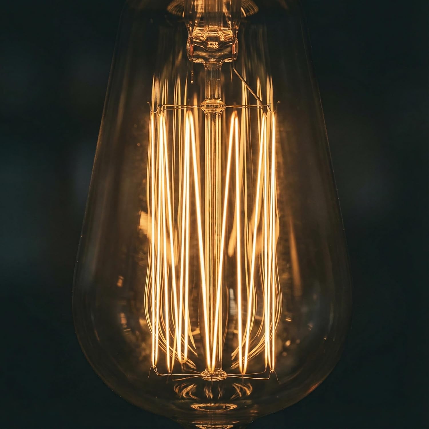 ST64 Incandescent Edison Bulbs 60W 6-Pack, 2200K Warm Amber Glow, E26/E27 Dual Base, Dimmable Vintage Light – 360° Hand-Wound Filament, 2500Hrs Lifespan, Indoor/Outdoor