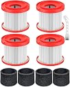 4 Pack 49-90-1900 Wet Dry Vacuum Filter Replacement Compatible with Milwaukee Cordless M18 Vacuum 0780-20 0880-20 with 4 Foam Sleeve Filters