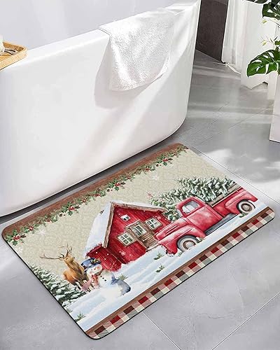 Tapete de baño de Navidad para bañera, antideslizante, de secado rápido y absorbente, tierra de diatomeas, cocina, ducha, fregadero, lavable, muñeco