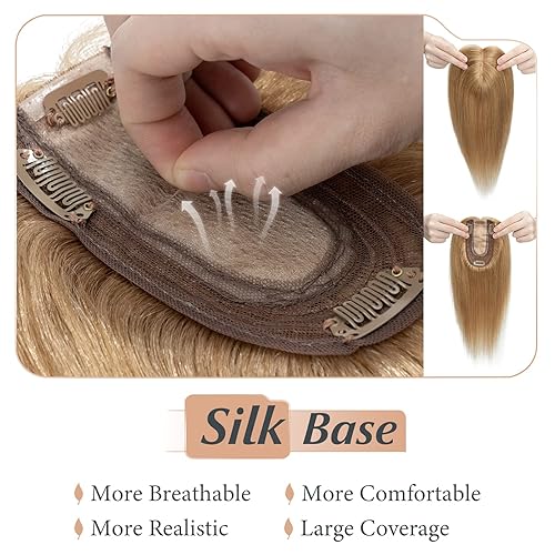 Miniatura 4 de Benehair Cubrecabello para mujer 100 de cabello humano real 150 de densidad hecho a mano base de seda clip en piezas de cabello para una ligera