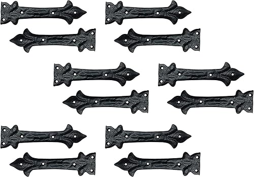 Adonai Hardware Adonijah - Correa de aluminio falsa o falsa o falsa con bisagra frontal (paquete de 12 unidades, negro mate) para puertas de