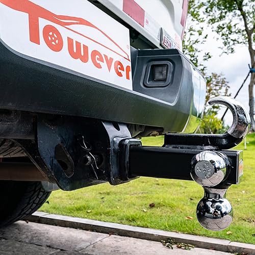 Miniatura 5 de 84180P Towever Enganche de remolque de 2 pulgadas, soportes de bola de remolque de tres bolas con gancho y pasador, se adapta a receptor de enganche