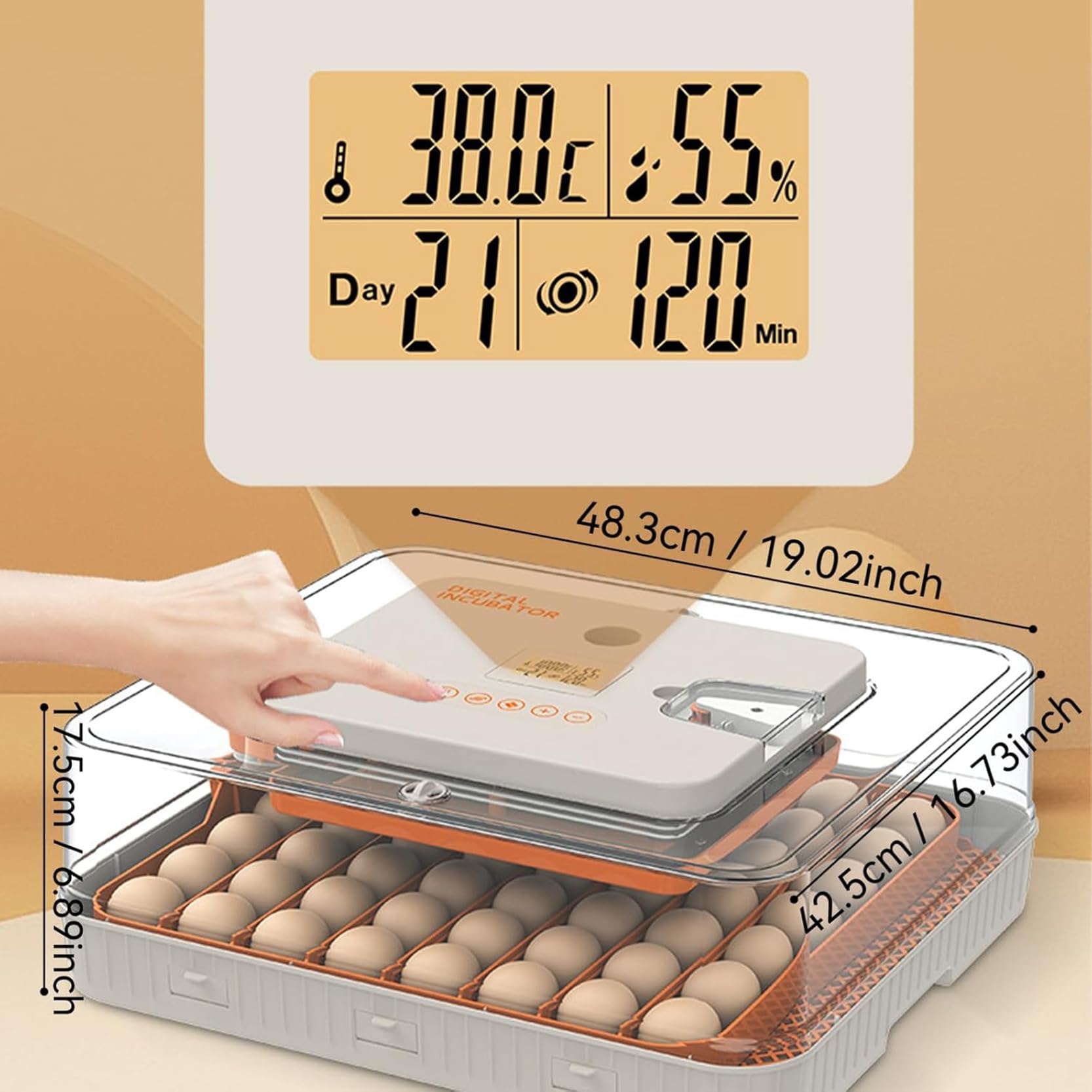 Incubadora de Huevos Profesional 56, Incubadoras de Huevos Eléctricas con Giro Automático, Control de Temperatura y Humedad, Pantalla Led, Bandejas de Huevos Ajustables, Incubadora Propósito