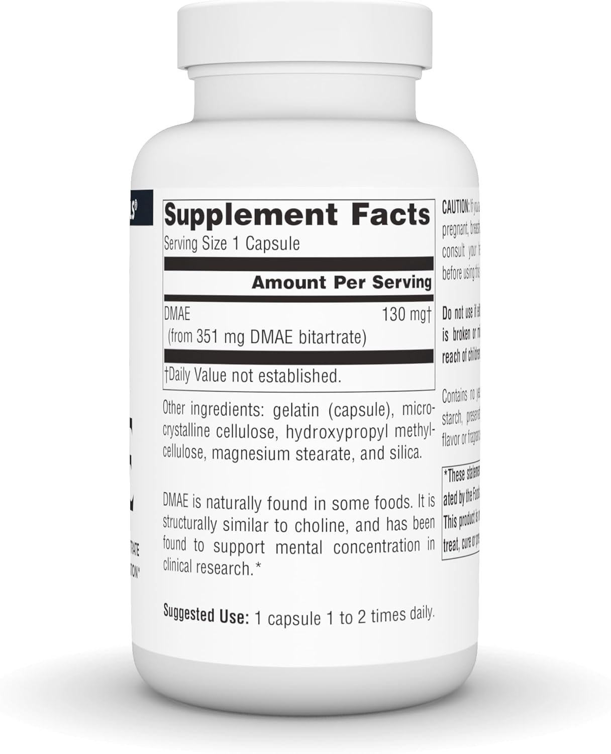 Source Naturals DMAE, Dimethylaminoethanol Bitartrate - Supports Mental Concentration - 200 Capsules - Image 2