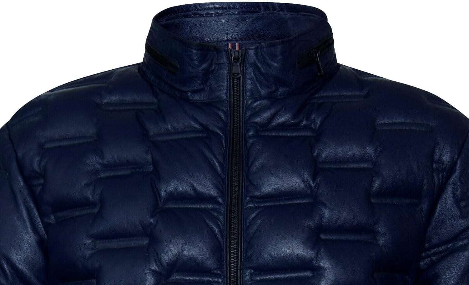 Men's Puffer Quilted Warm Lambskin Leather Bomber Jacket