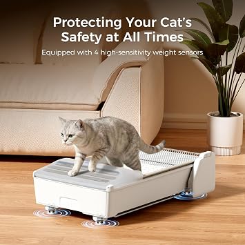 Open-Top Self Cleaning Cat Litter Tray, 2026 Upgraded Extra Large Automatic Litter Tray for Multi-cats, Safety Sensors/App Control/Odor Control/Easy Clean - Includes 5 lbs Premium Cat Litter