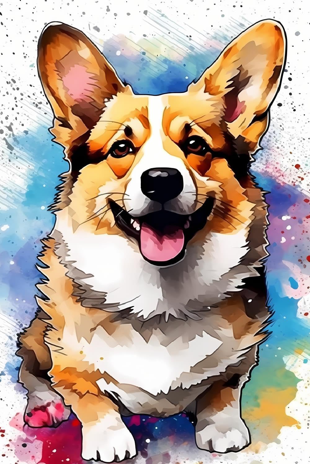 CUEAEAD Corgi Dogs Watercolor Diamond Painting Kits for Adults, Animal Painting for Home Wall Decor Bedroom Decor or Gifts 20x30 inch