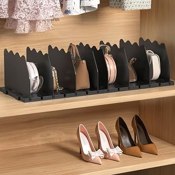 SOYO Adjustable Shelf Dividers for Closet, Purse Organizers for Bag, Black