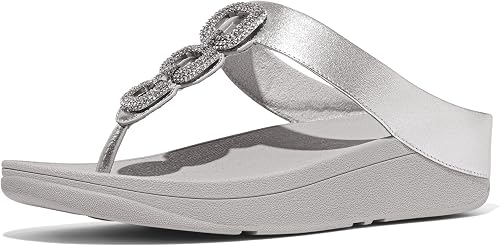 FitFlop Women's Fino Crystal-Chain Leather Toe-Post Sandals