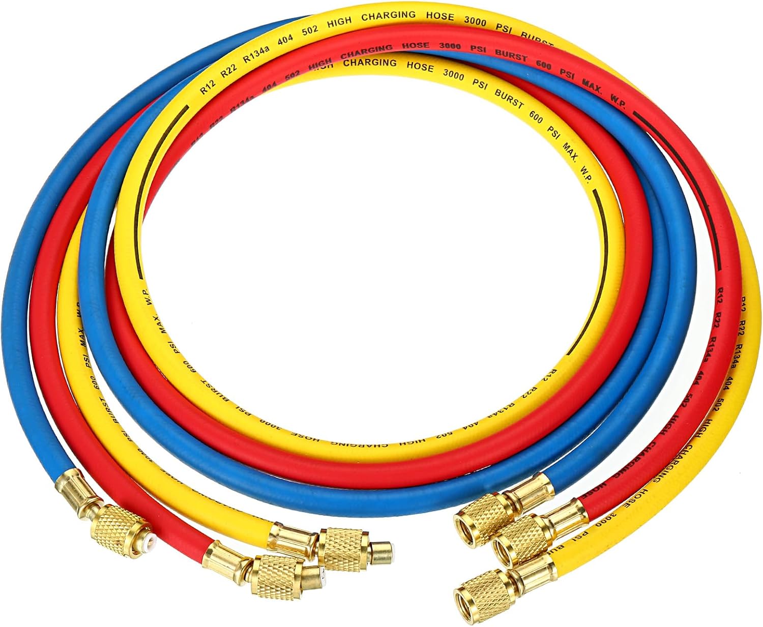 Manguera de Carga de Refrigerante PATIKIL 1/4 SAE, Pack de 3, 1.5m, 600 PSI