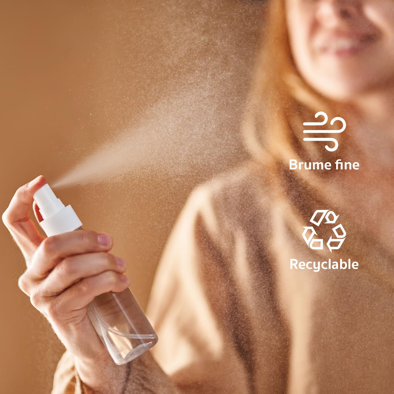10 sztuk małych butelek z rozpylaczem, 100 ml, rozpylacz, puste butelki z rozpylaczem, z 2 lejkami i etykietą, butelka z rozpylaczem, pusta, plastikowy rozpylacz perfum – do podróży samolotem lub do