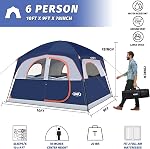 UNP Tents 6 Person Waterproof Windproof Easy Setup,Double Layer Family Camping Tent with 1 Mesh Door & 5 Large Mesh Windows -10'X9'X78in(H)