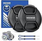 NEEWER 82mm Lens Cap Kit (2 Pack), Lens Cover with Anti Loss Strap and Cleaning Cloth, Compatible with Canon Nikon Sony Fujifilm Panasonic Camera Lens of 82mm Diameter