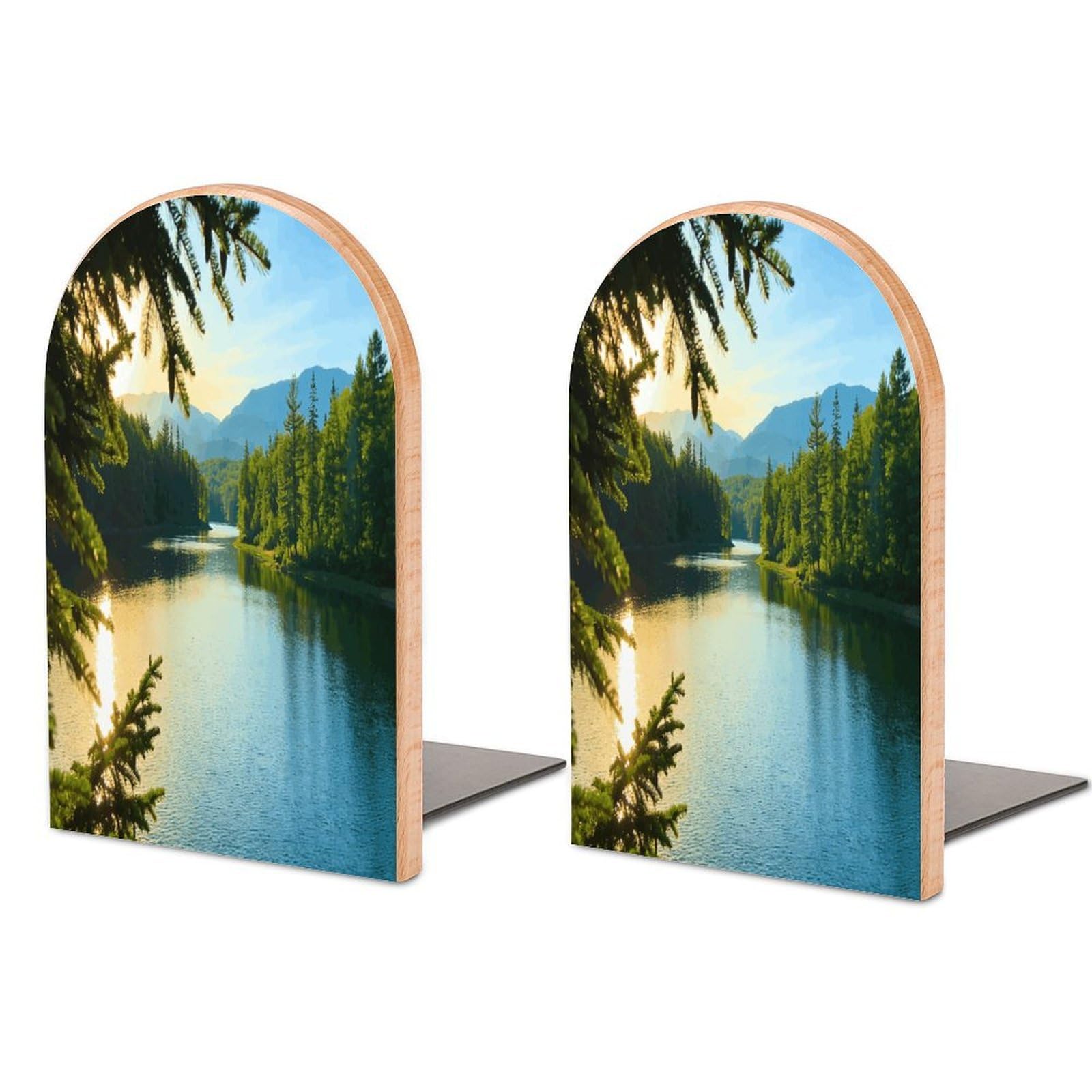 Sujetalibros de paisaje natural para decorar estantes de salones y zonas de lectura en casa