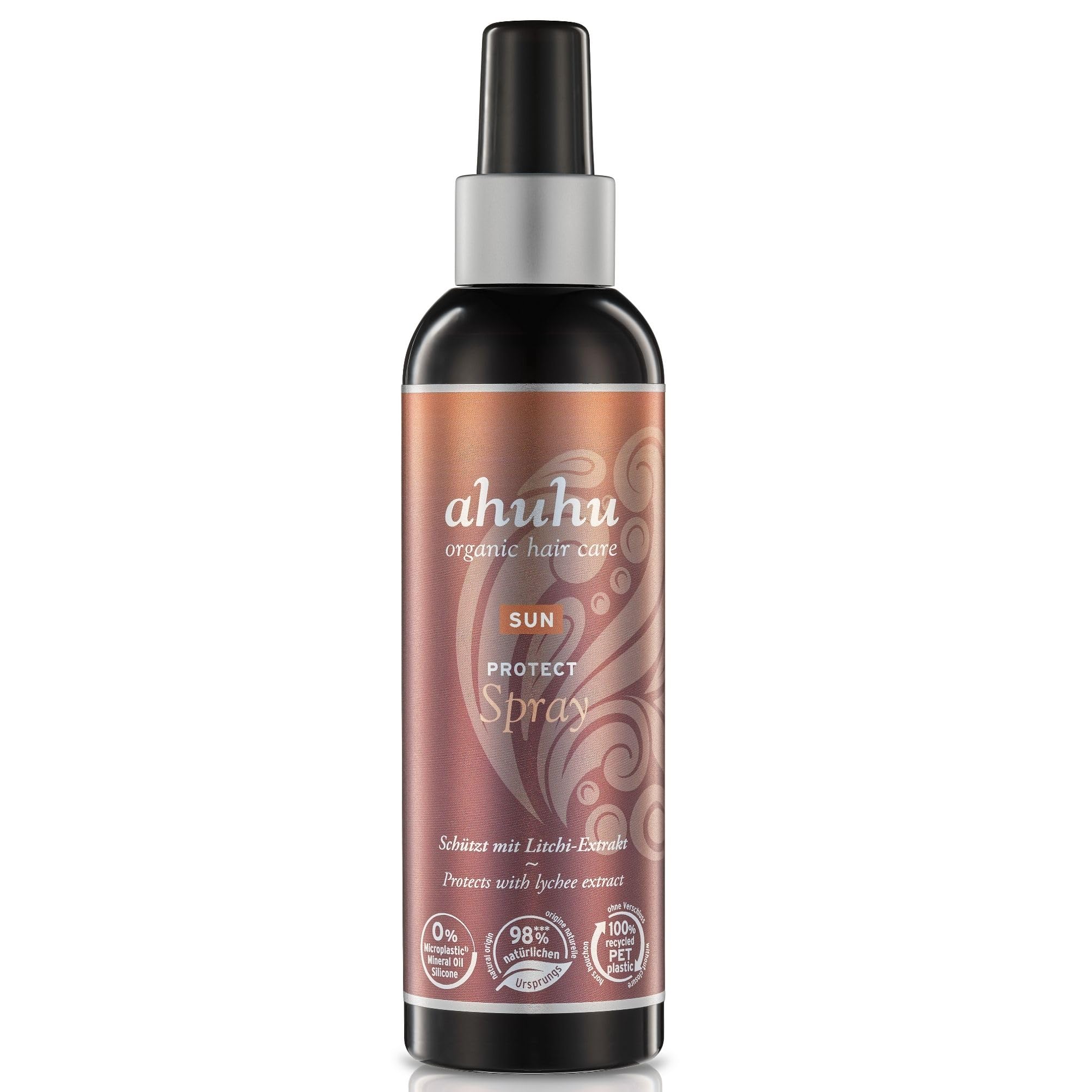 ahuhu Sun Protect Spray (200ml) | Schützendes Leave-on Pflegespray mit Bio-Kokoswasser und Litschi-Extrakt zum Schutz vor Chlor