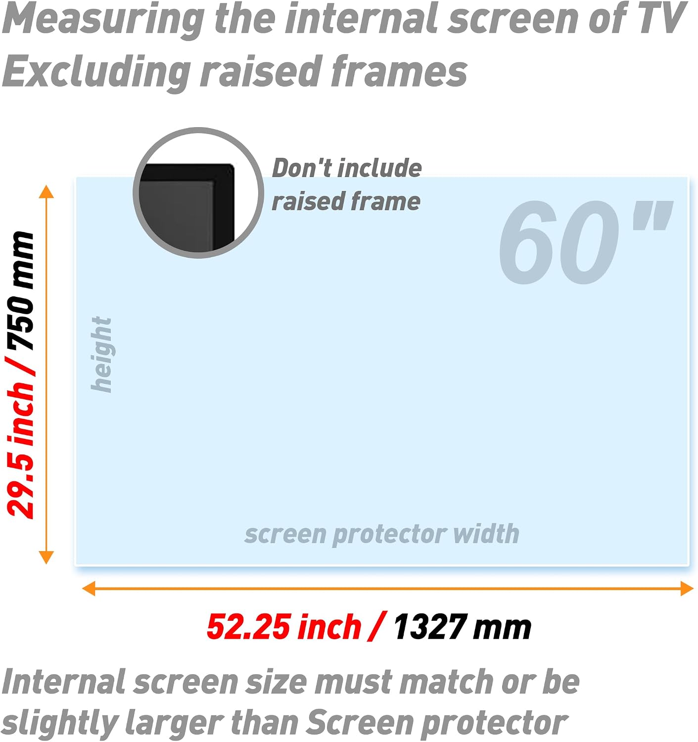 Anti Glare Film for 60 inch TV Screen, TV Glare Reducer with Blue Light Filter, Indoor Outdoor TV Glare Shield (60 INCH 1320)