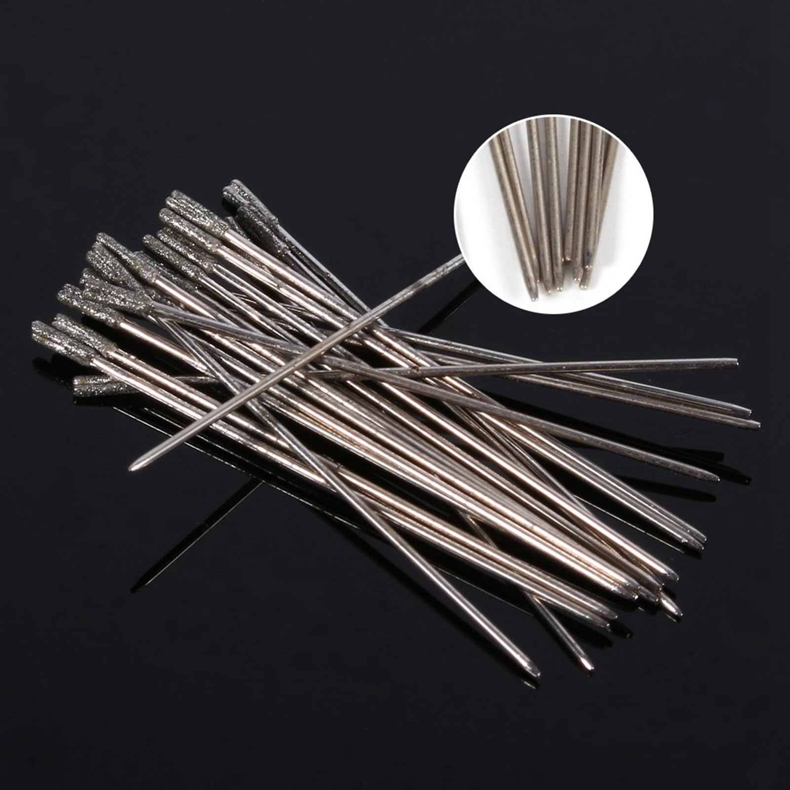 Uadme Lapidary Drill Bit Hard Long-Term Use 20 Pieces 1 mm Diamond Coated Lapidary Drill Solid Bits Needle for Jewellery Agate - Image 4