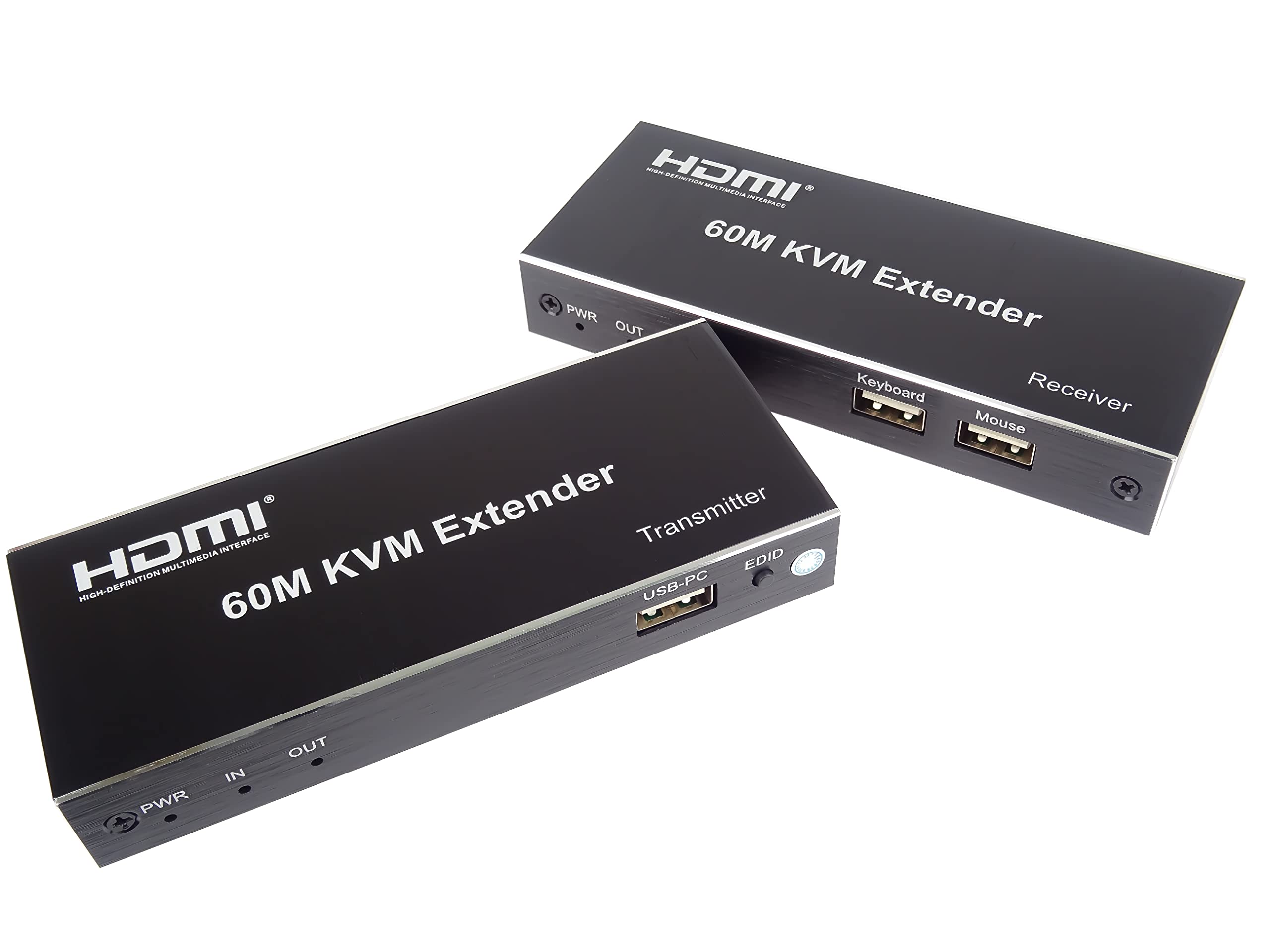 PremiumCord Extender HDMI KVM con 2 x USB Fino a 60 m con Audio Tramite Cavo Patch Cat5e/Cat6, Compatibile con Full HD 1080p 60Hz, alloggiamento in Metallo