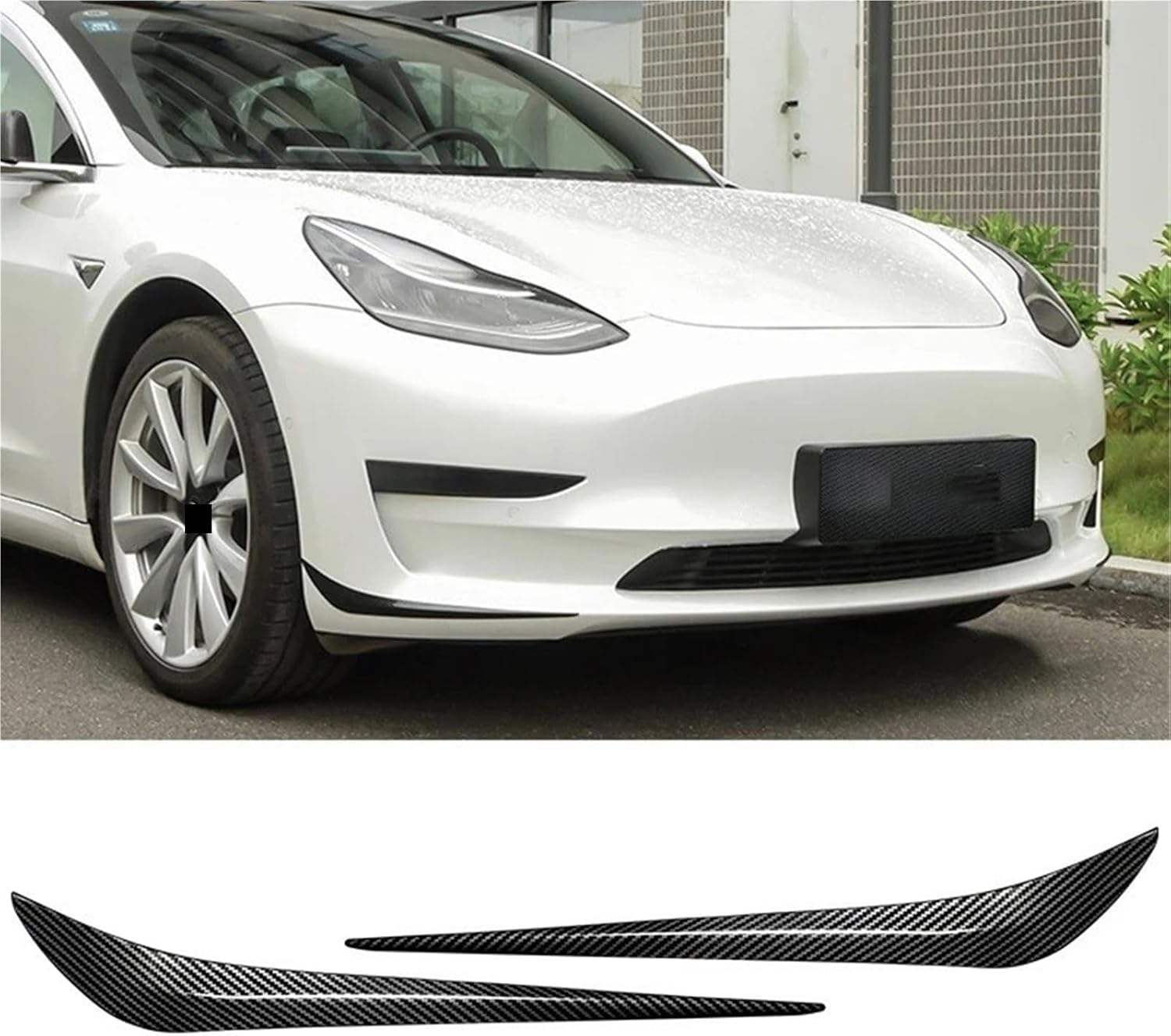 Car Front Bumper Corner Protector Compatible For Tesla 2016-2022 Model 3 Model Y Fog Lamp Spoiler Wind Knife Protective Decoration Sticker(Gloss Black)