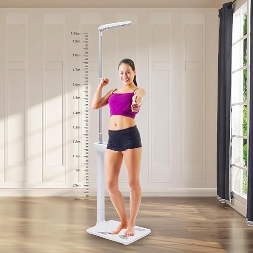 Miniatura 4 de RustyVioum Physician Medical - Herramienta de báscula de peso corporal, pérdida de capacidad de 440 libras con altura, báscula de peso de grasa LCD,