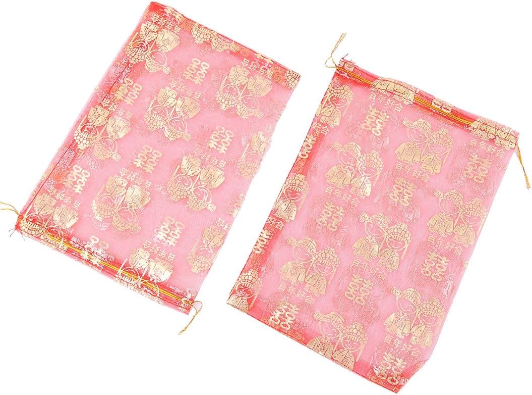 Ruilogod Dual Happiness Printed Organza Gift Bags 22x16cm 10 Pcs Gold Tone Red (id: 270 b47 f08 650 3e3 image 4