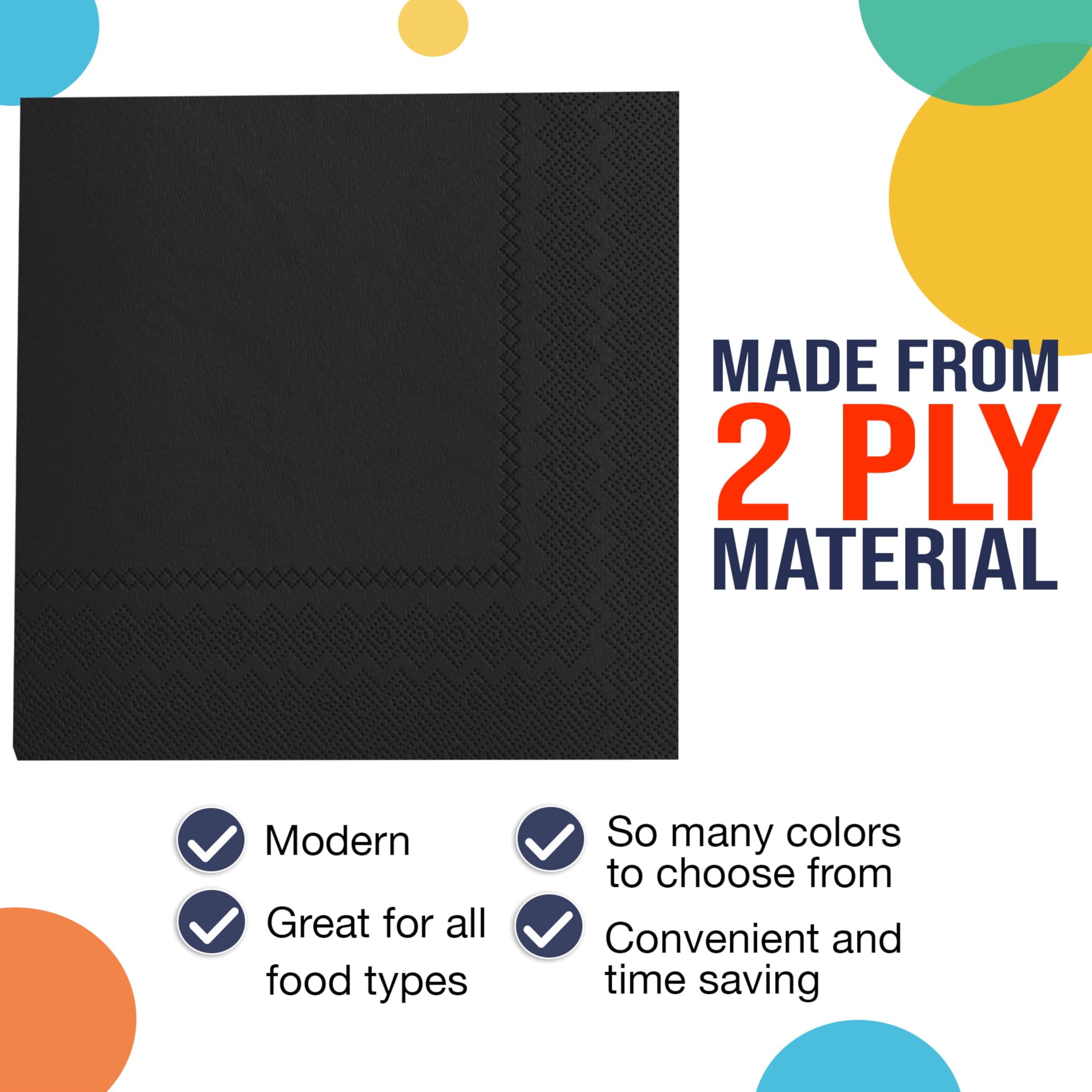 300 servilletas de papel de 2 capas, altamente absorbentes, desechables, para uso diario, para cena, cóctel, bebidas, fiestas, bares, a granel (negro) Exquisite