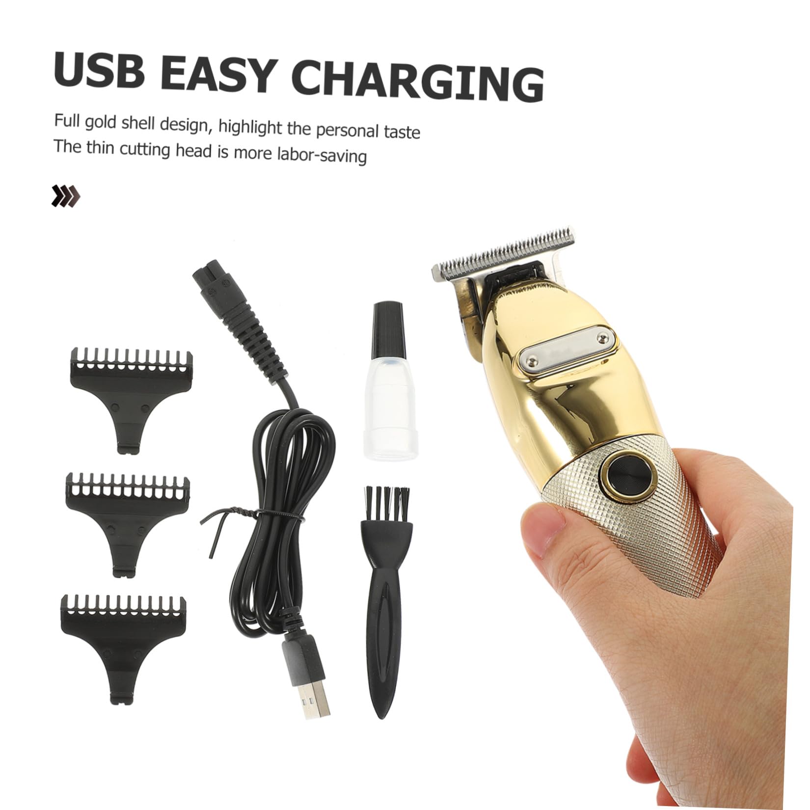 Haarschneidemaschine 1500mah Edelstahl Kabellos für Männer Gold