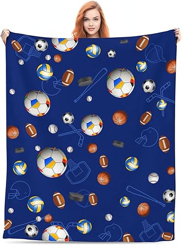 Manta de fútbol para niños, manta de fútbol para niños y niñas, manta suave y bonita, manta cómoda de 50 x 60 pulgadas para niños, adolescentes
