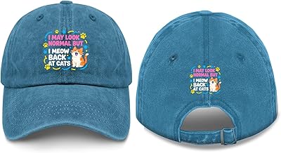 I May Look Normal But I Meow Back at Cats Hat for Men Baseball Cap Trendy Washed Hiking Hat Quick