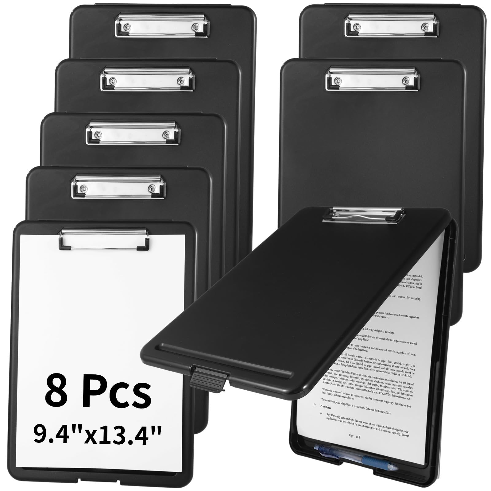 8 tavolette portablocco con contenitore, 22,9 x 33,4 cm, in plastica, robuste, con portapenne, portablocco impermeabile per infermieri, insegnanti, uffici