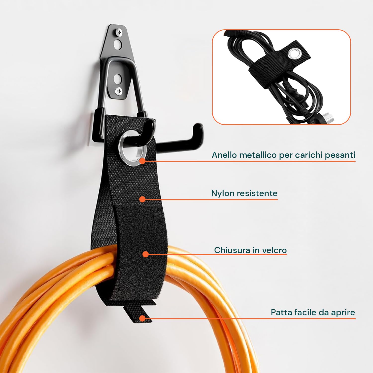 Set 16 Ganci da Parete per Garage e Officina – Porta Bici da Muro, Portabici e Porta Attrezzi da Giardino in Acciaio con Rivestimento PVC Antiscivolo – Organizer Garage Salvaspazio