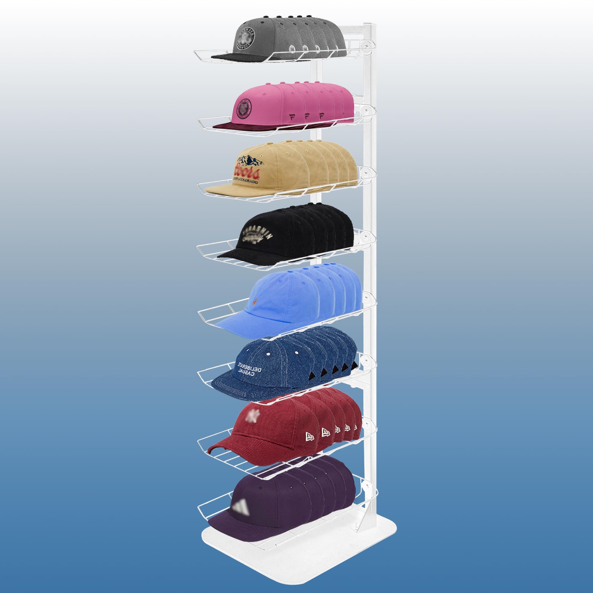 Présentoir à chapeaux en métal blanc idéal pour dressing et boutique de mode