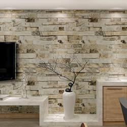 Ceramica Imitacion Madera Para Fachadas HANMERO Papel pintado de ladrillo de imitación de mármol de ladrillo patrón de pared parece real up papel pintado 20 pulgadas por 390 pulgadas de largo murales de vinilo PVC dimensional papel de pared 3D TV sala de estar dormitorio decoración