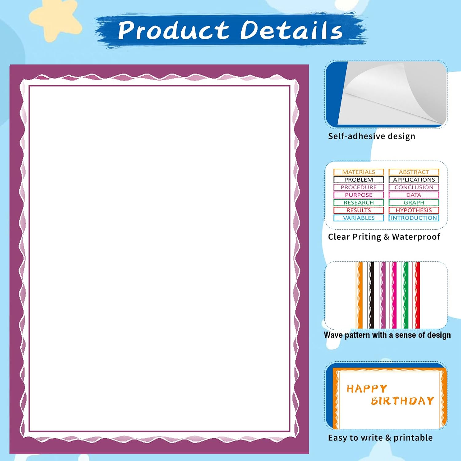 VinTS 22 Sheets Colorful Self Adhesive Science Fair Display Boards Supplies image 4