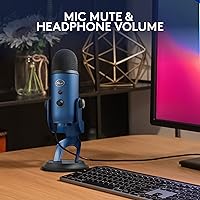 Vista 8 de Logitech Creators Blue Yeti - Micrófono USB para juegos, transmisión, podcast, YouTube, Discord, PC, sonido de estudio, Plug & Play, azul medianoche