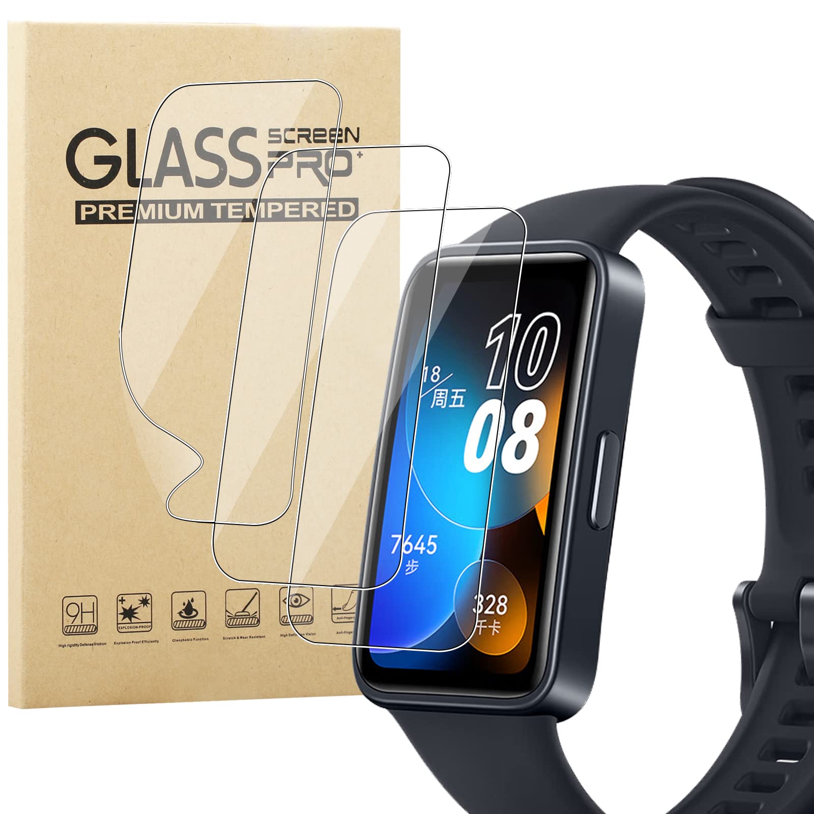 Ivoler Pack De 6 Protection écran Pour Huawei Band 10 9 8 7 6 / Honor Band 7 / Honor Band 6, Couverture Complète [Liquide Installation] [Anti-Rayures] [sans Bulles] TPU Film Protecteur