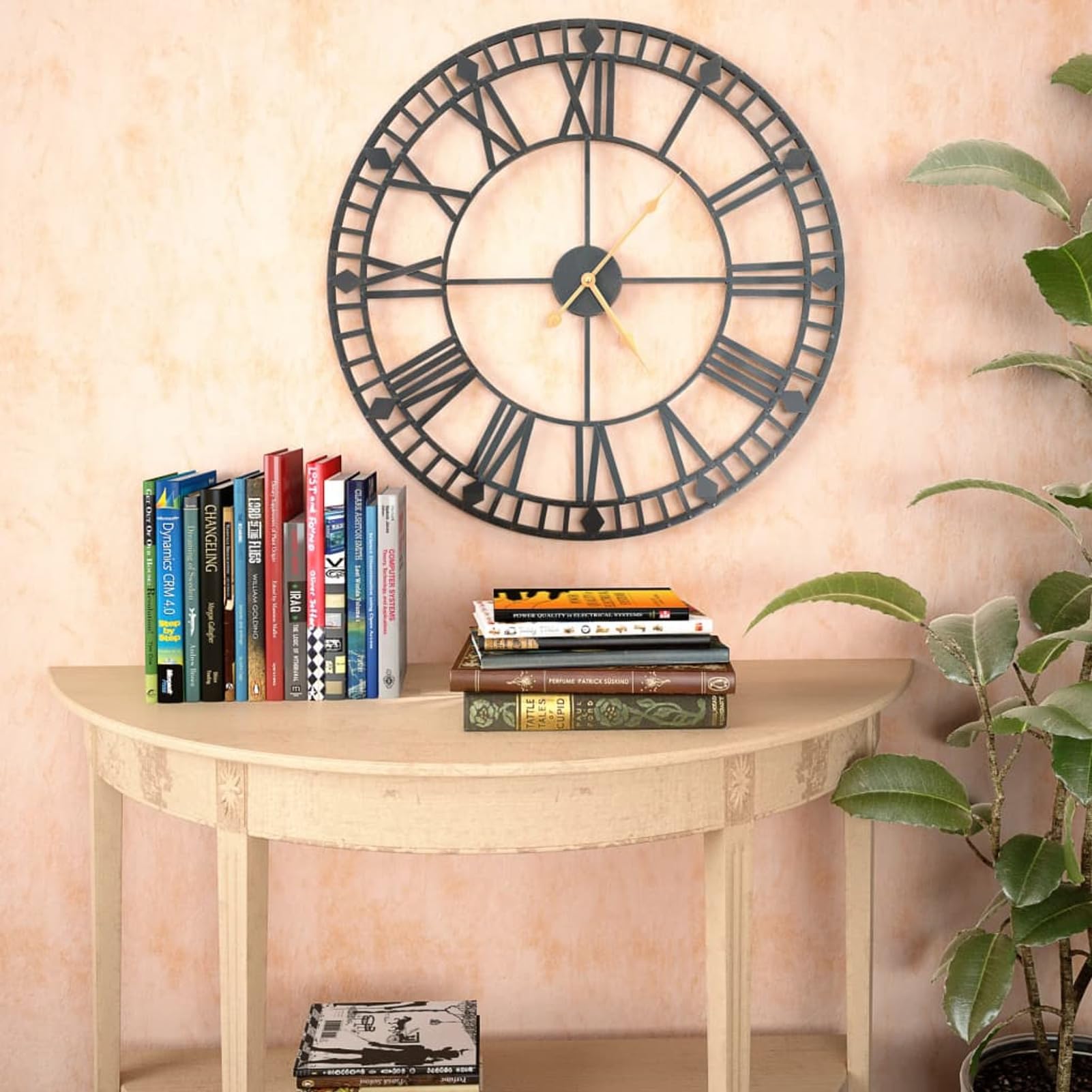 Homgoday Reloj de pared vintage con movimiento de cuarzo de metal, 60 cm, XXL