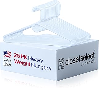 Ultra Heavy Duty Plastic Hangers, Made in USA, White Heavy Weight Hanger, 28 Pack
