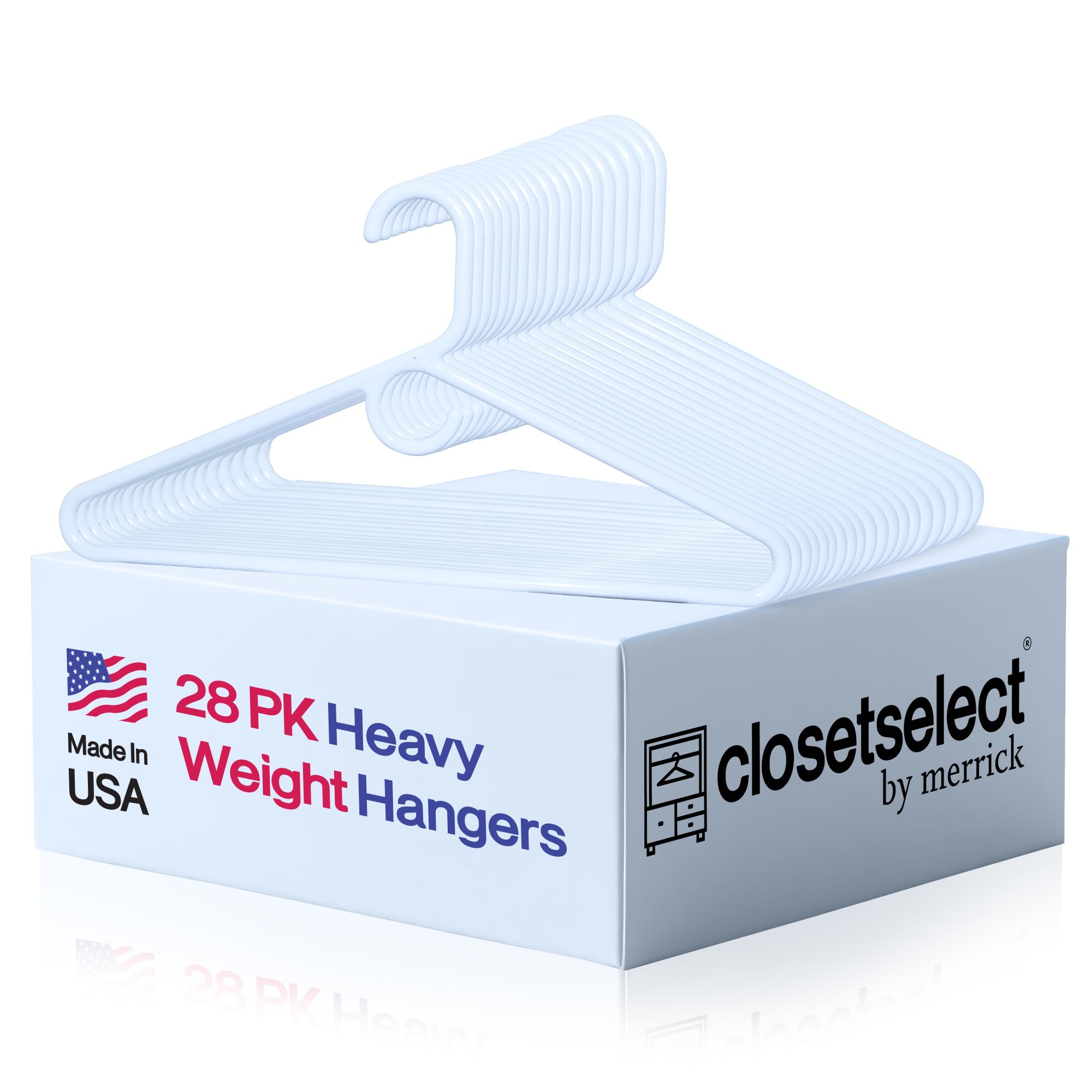 Ultra Heavy Duty Plastic Hangers, Made in USA, White Heavy Weight Hanger, 28 Pack