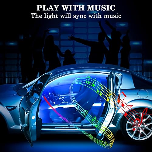 Miniatura 5 de Luces interiores para automóvil, luces LED para automóvil con aplicación y control remoto, luces interiores RGB para automóvil con modo de bricolaje