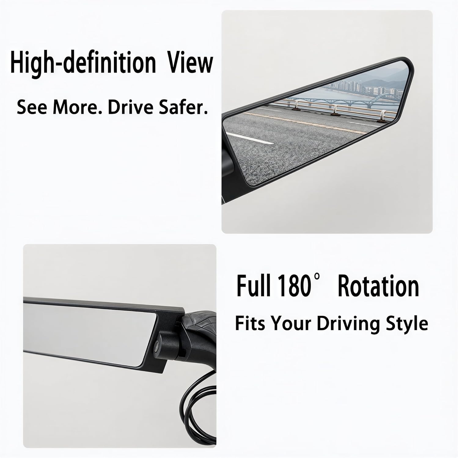 Wing Style Blade Style Turn Signal Motorcycle Mirrors fit for CFMOTO 450SS 2023-2026, CNC Aluminum Integrated Front Turn Signals Aerodynamic Racing Rear View Mirror (Pair)