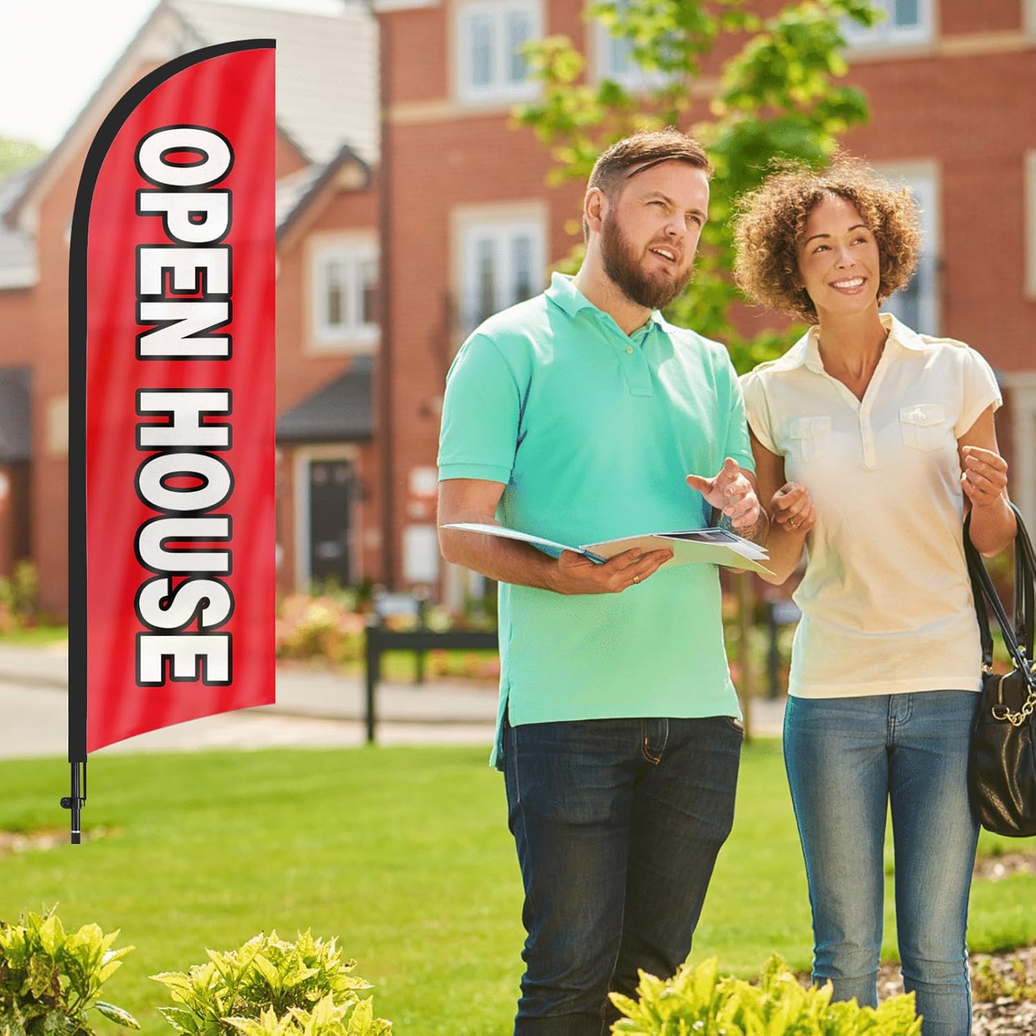 Open House Flags for Real Estate Agents With Pole Kit and Ground Stake 8Ft, Signs for Outside, Flag Sign Banner (Black/Red) - Image 8