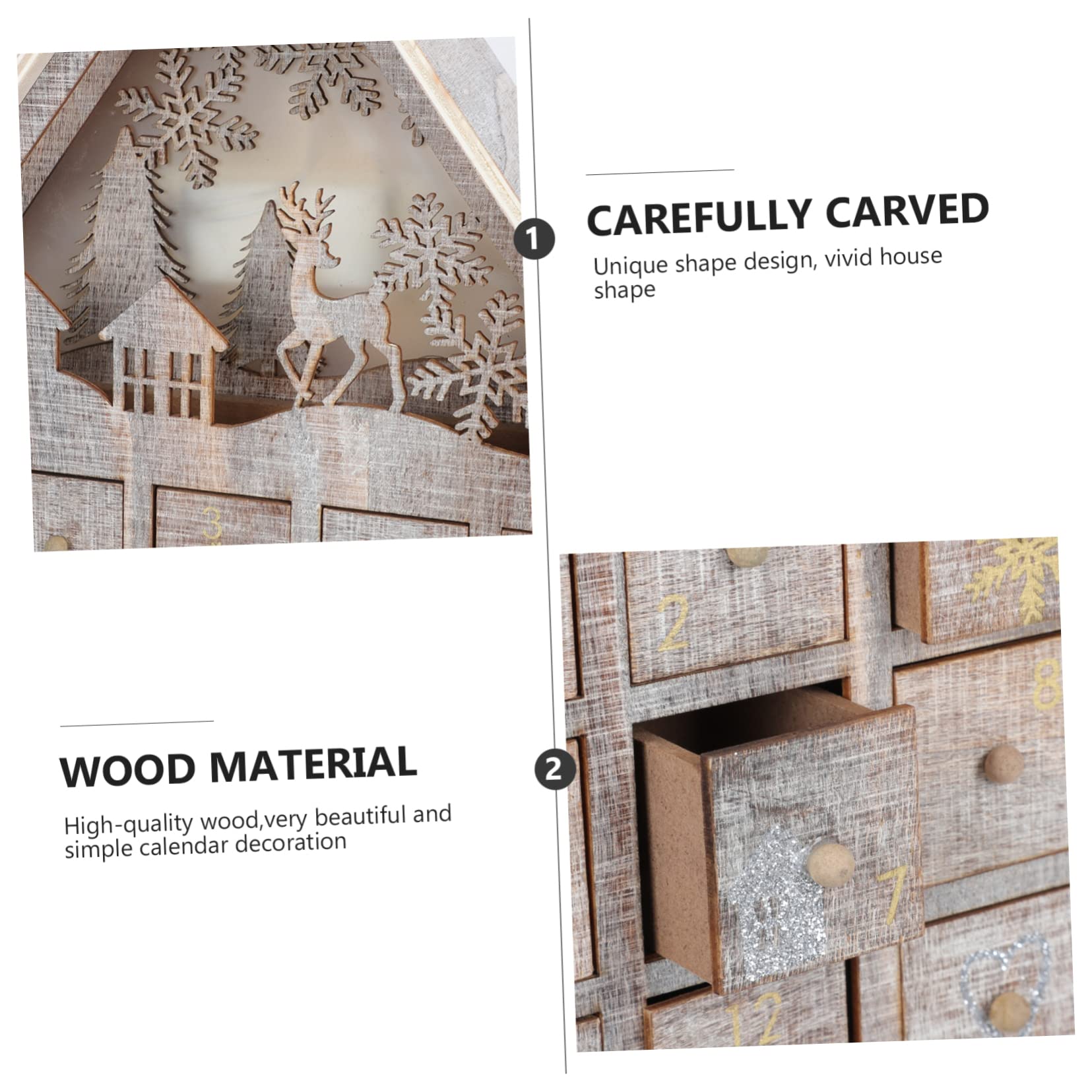 1pieza Calendario De Adviento De Madera Luminosos Para Decoración Navideña Para Niño Niña Sorpresas y Dulces Accesorio Encantador Para Fiestas De Navidad