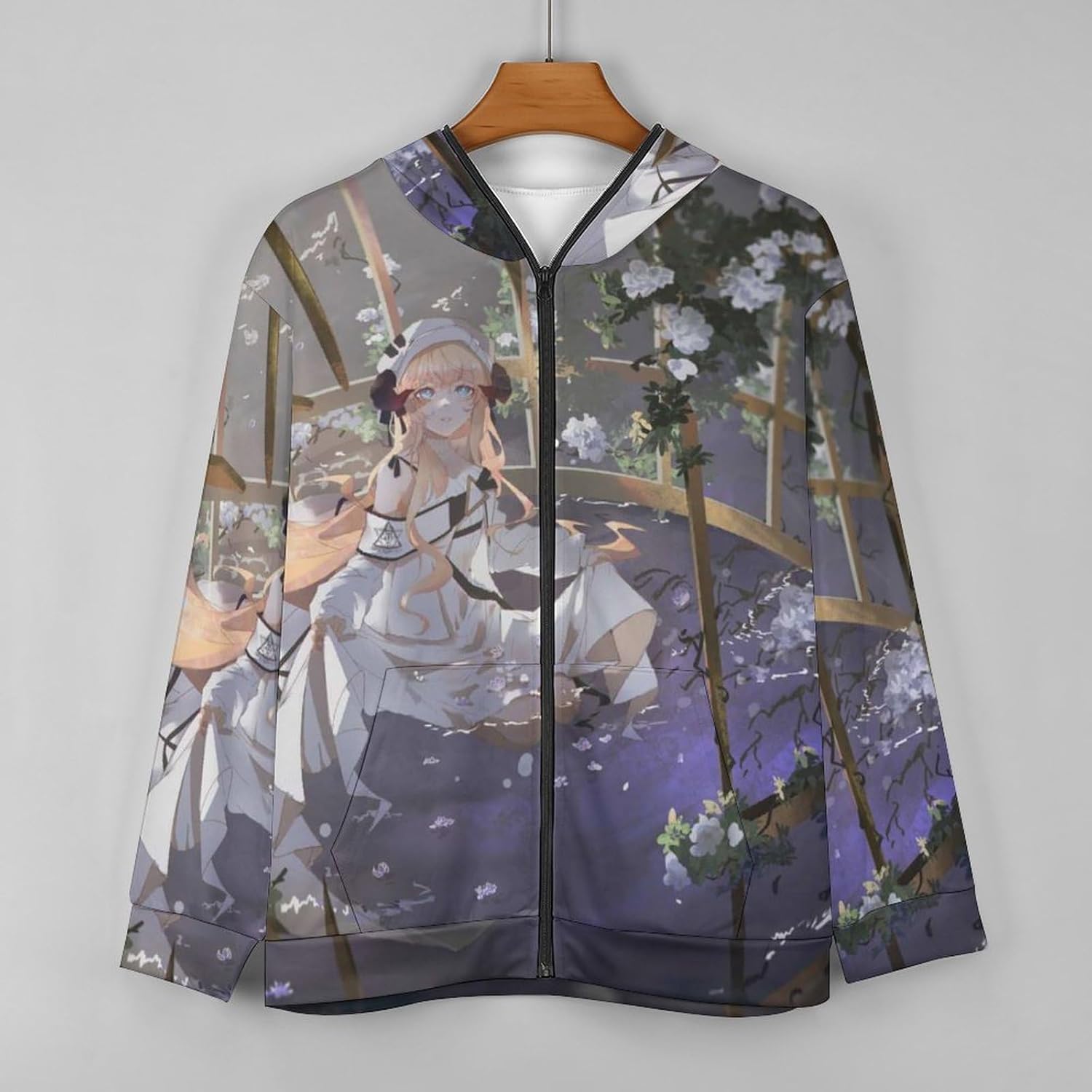 [TEBUTI] パーカ レディース フード付き おしゃれ アニメキャラ柄 アークナイツ ナイチンゲール ジップアップ 長袖 トップ