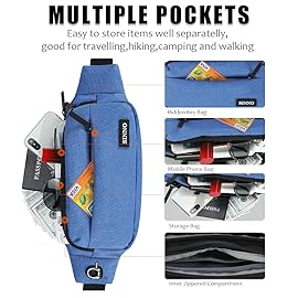 SINNO Large Mens Fanny Packs for Women Fashionable Belt Bag with 4-Zipper Pockets Waterproof Gifts for Running Sport Workout Hiking Travel Crossbody Waist Pack Phone Bag Wallets Carrying All Phones